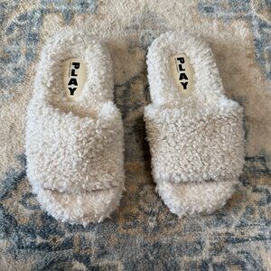 Jeffrey Campbell by Play Cream Plush Slide Slippers Size Medium